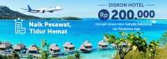 Promo Traveloka Apps dapatkan kode promo hotel seniali Rp 200.000 dengan memesan tiket pesawat garuda