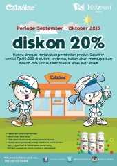 Dengan membeli produk Caladine di Outlet tertentu bisa mendapatkan diskon tiket masuk Kidzania Jakarta sebesar 20%