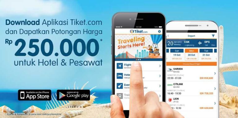 Download aplikasi tiket.com dapat diskon RP 250.000