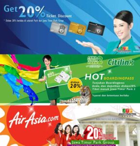 Promo Jatim Park Group diskon 20% dengan boarding Pass Garuda, Air Asia, Citilink