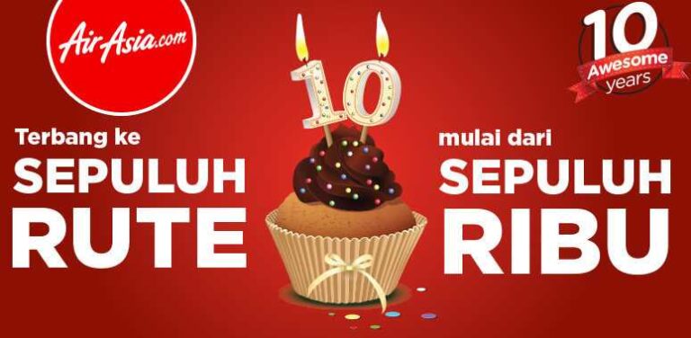 Tiket murah air asia Rp 10.000 ke 10 rute