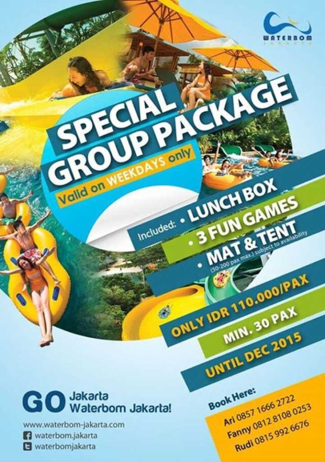 Promo Waterbom Jakarta Group tiket dapatkan harga spesial tiket masuk Rp 110.000