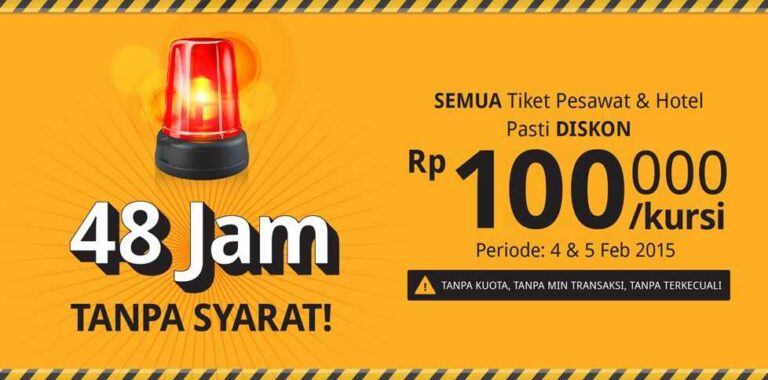 Diskon Rp 100.000 promo hotel dan tiket pesawat tiket.com tanpa syarat dan tanpa kuota