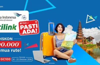 Promo tiket.com Garuda Indonesia dapatkan diskon hingga Rp 100.000 pesan di tiket.com periode hingga 23 Oktober 2016.