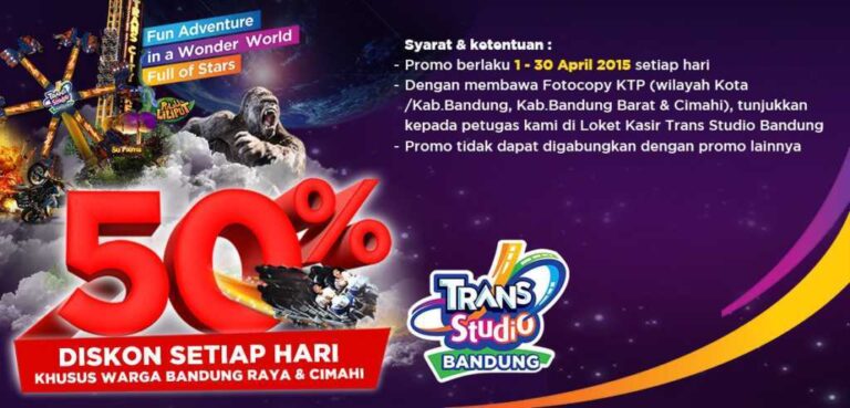 Promo Trans Studio Bandung diskon tiket masuk 50% khusus warga Bandung