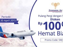 Dapatkan diskon Rp 100.000 tiket pesaawt Sriwijaya dengan kode promo SWJ100