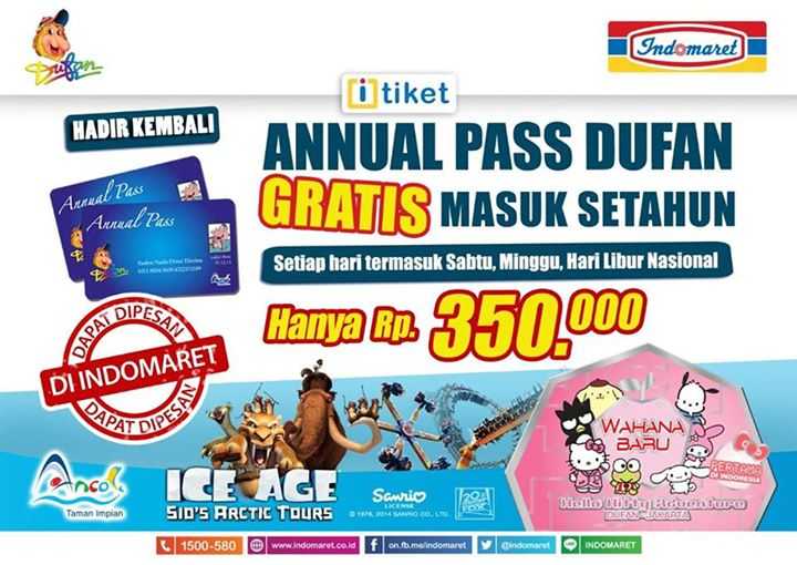 Promo Annual Pass Dufan Indomaret harga spesial hanya Rp 350.000