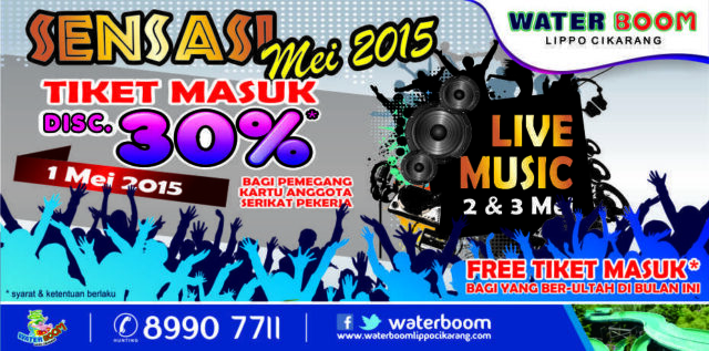 Promo Waterboom cikarang diskon hingga 30% dan tiket masuk gratis