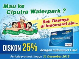 Promo Ciputra Waterpark Surabaya dengan kartu Indomaret dapatkan diskon harga diskon tiket masuk sebesar 25%