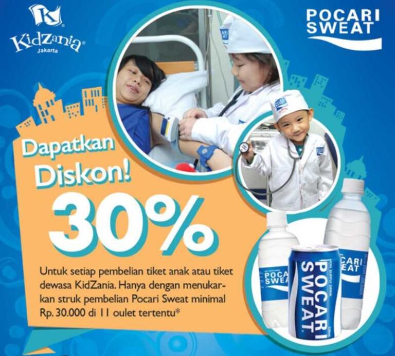 Promo Kidzania Jakarta diskon tiket masuk 30% dengan pembelian pocari sweat seniai Rp 30.000 di outlet tertentu