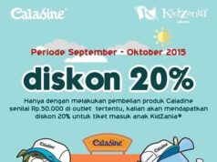 Dengan membeli produk Caladine di Outlet tertentu bisa mendapatkan diskon tiket masuk Kidzania Jakarta sebesar 20%