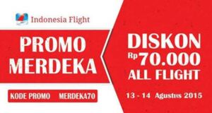 Promo tiket pesawat Indonesiaflight diskon semua penerbangan, semua rute, dan bebas memilih tanggal.