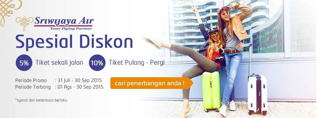 Nikmati tiket pesawat promo Sriwijaya Air diskon hingga 10% hanya di Panorama Tour