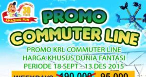 Khusus penumpang KRL bisa mendapatkan promo tiket masuk dufan diskon 50%. Dengan menggunakan struk pembelian top up saldo atau pembelian kartu multi trip KRL Commuter Line