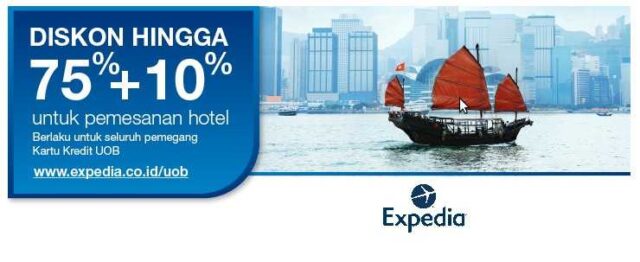 Promo hotel expedia kartu kredit UOB mendapatkan diskon langsung 10%.