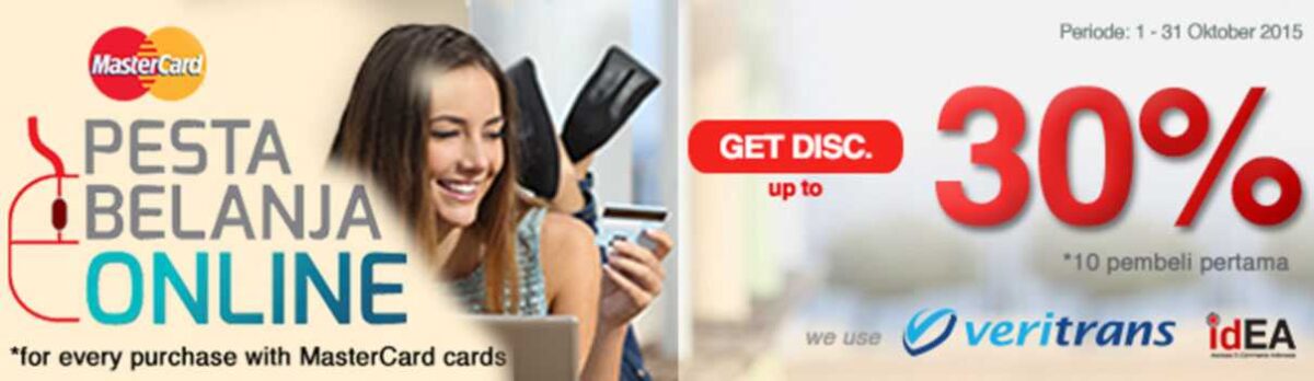 Promo tiket pesawat dan hotel diskon 30% dengan menggunakan kartu kredit berlogo mastercard di beberapa travel agent online.