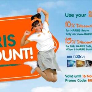 Promo Hotel Harris di seluruh Jaringan Harris Indonesia diskon harga kamar hingga 15%.