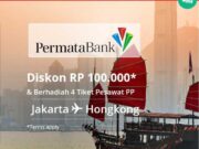 Promo tiket pesawat kartu kredit Permata di Via.id diskon Rp 100.000 plus bisa memenangkan 4 tiket PP Jakarta Hongkong.