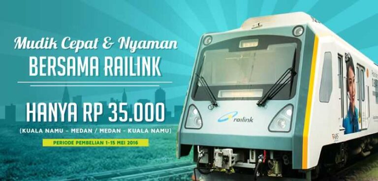 Promo tiket kereta Railink Kuala Namu - Medan hanya Rp 35.000 khusus lebaran