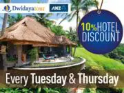 Nikmati potongan harga hotel 10% dari Dwidaya Tour menggunakan kartu kredit ANZ.