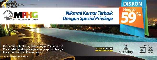 Promo Hotel Kartu Kredit BRI MPHG Max One Hotel Diskon hingga 59% di seluruh Indonesia.