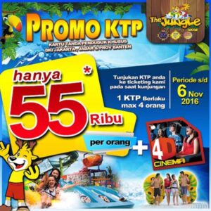 Promo Jungle Waterpark Bogor harga spesial tiket masuk hanya Rp 55.000 Cukup dengan menunjukkan KTP Jabodetabek, Periode hingga 6 November 2016.