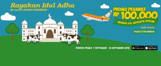 Promo Diskon tiket pesawat Rp 100.000 dari Padiciti dalam rangka Idul Adha.