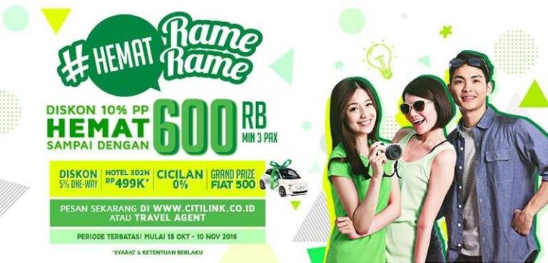 promo harga rame tiket pesawat citilink pesan lebih banyak harga lebih murah, tersedia juga paket menginap dengan harga spesial di hotel pilihan.