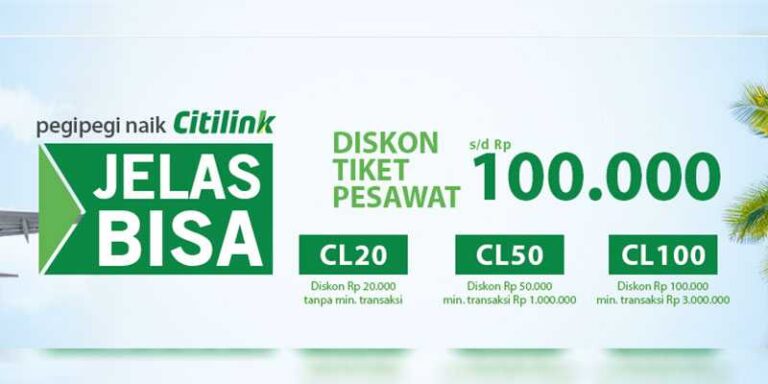 Dapatkan diskon hingga Rp 100.000 Promo tiket pesawat citilink di pegipegi.