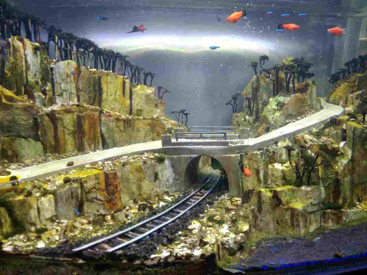 aquarium dengan desain diorama tematik