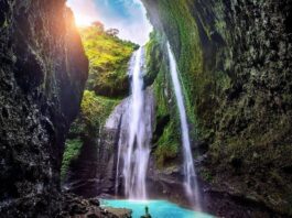 Air Terjun Madakaripura Probolinggo memiliki ketinggian 200 meter sehingga ditempatkan sebagai air terjun tertinggi di Pulau Jawa