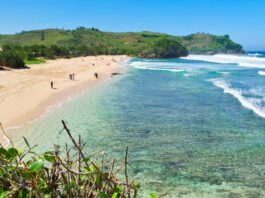 kawasan tepi pantai gondo mayit berpasir putih