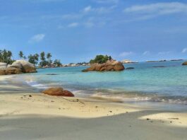 Pasir putih dan laut hijau toska Pulau Berhala Tanjung Jabung Timur Jambiarlan - foto : GoogleMaps/dahri