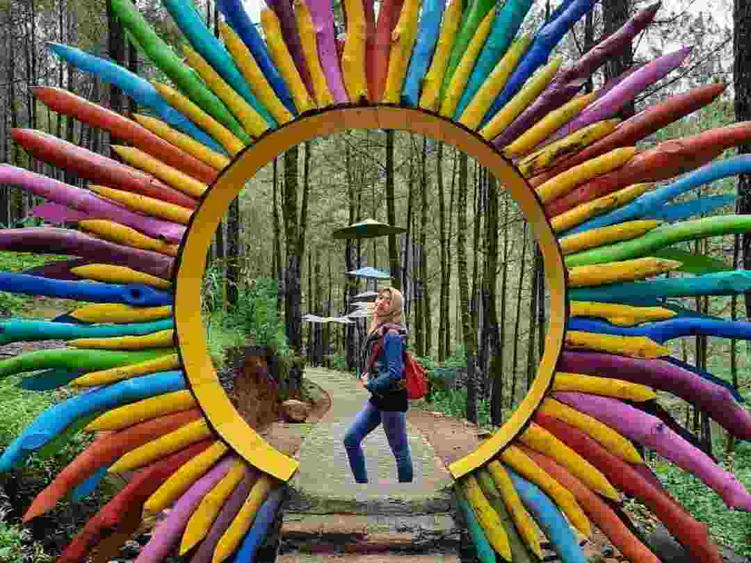 Pintu masuk warna-warni ke areal hutan pinus puthuk panggang welut