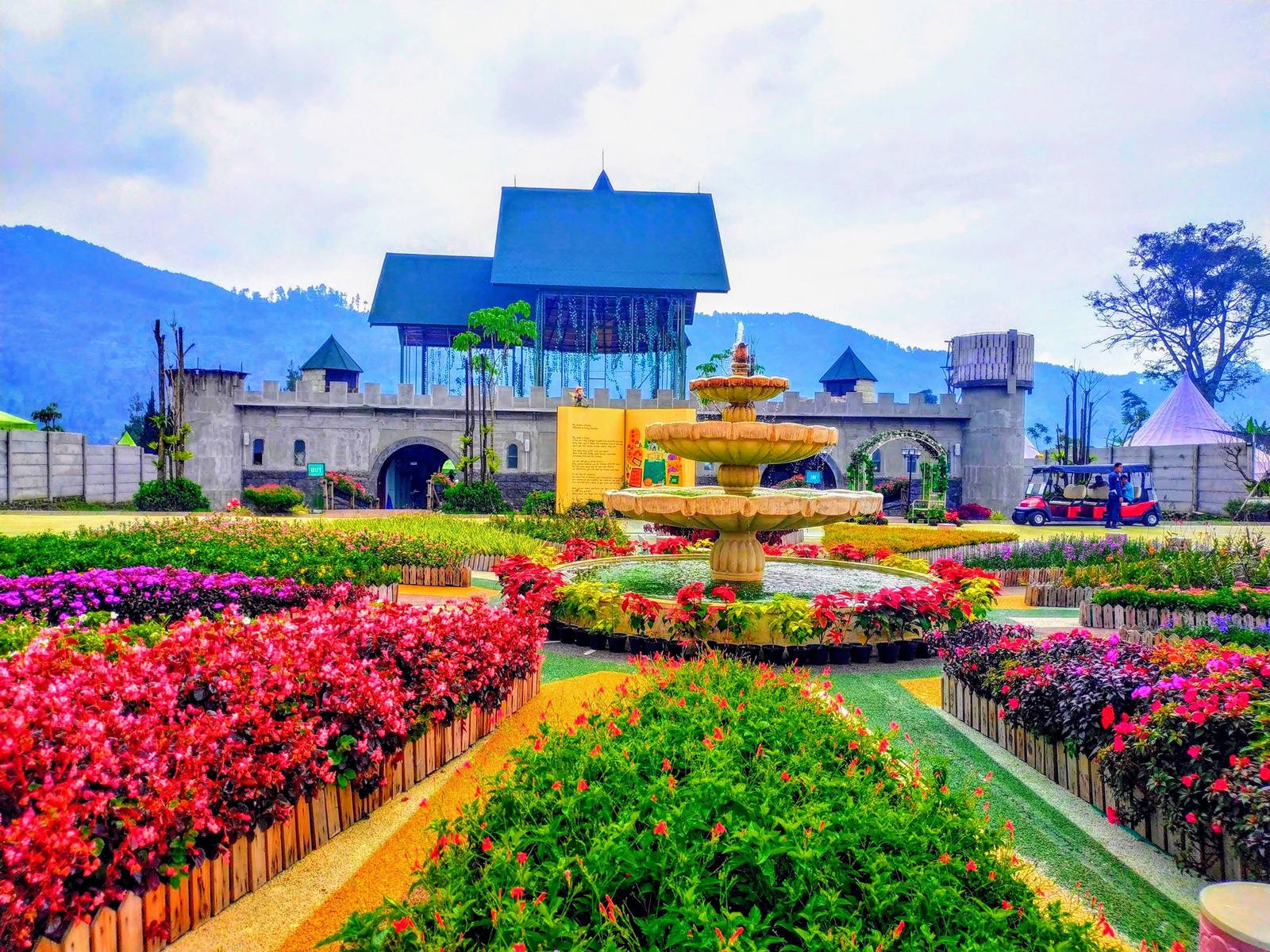 Taman bunga dan istana yang manis