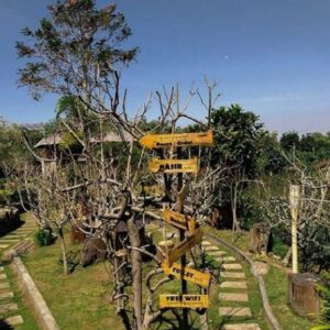 Suasana D'Goendoe Cafe di tengah kebun apel
