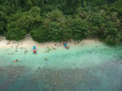 Pemandangan Indah Pantai Pasir Putih dari atas