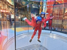 Wahana Sky Diving di Trans Studio Bali