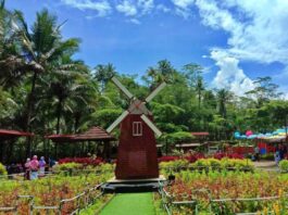 Kincir angin di tengah taman lembah pleset