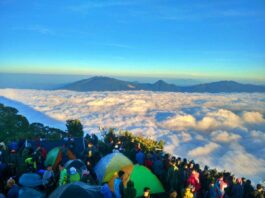 Pendaki sedang berkemah di Gunung Cikuray