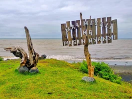 Pemandangan laut dari atas bukit sekitar Pantai Nyanyi Tabanan