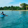 Mercusuar Pulau Sebira terlihat dari laut lepas