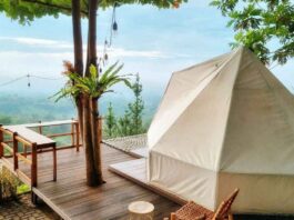 Bell tent dengan view yang indah