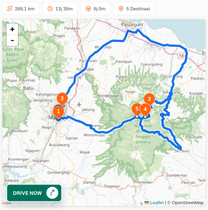 Map Rute Itinerary Tour Bromo